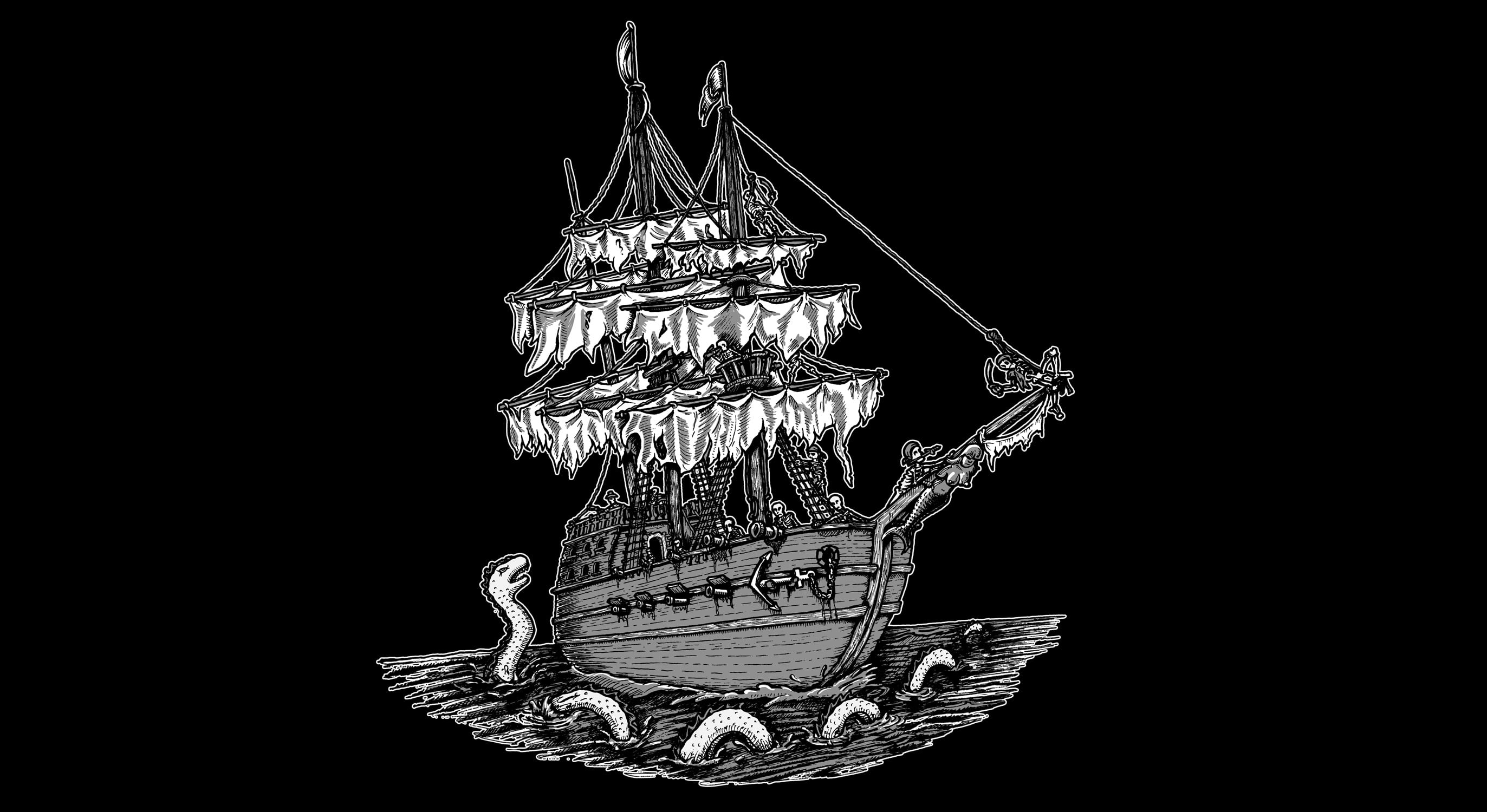 Piratenschiff T-Shirt Illustration