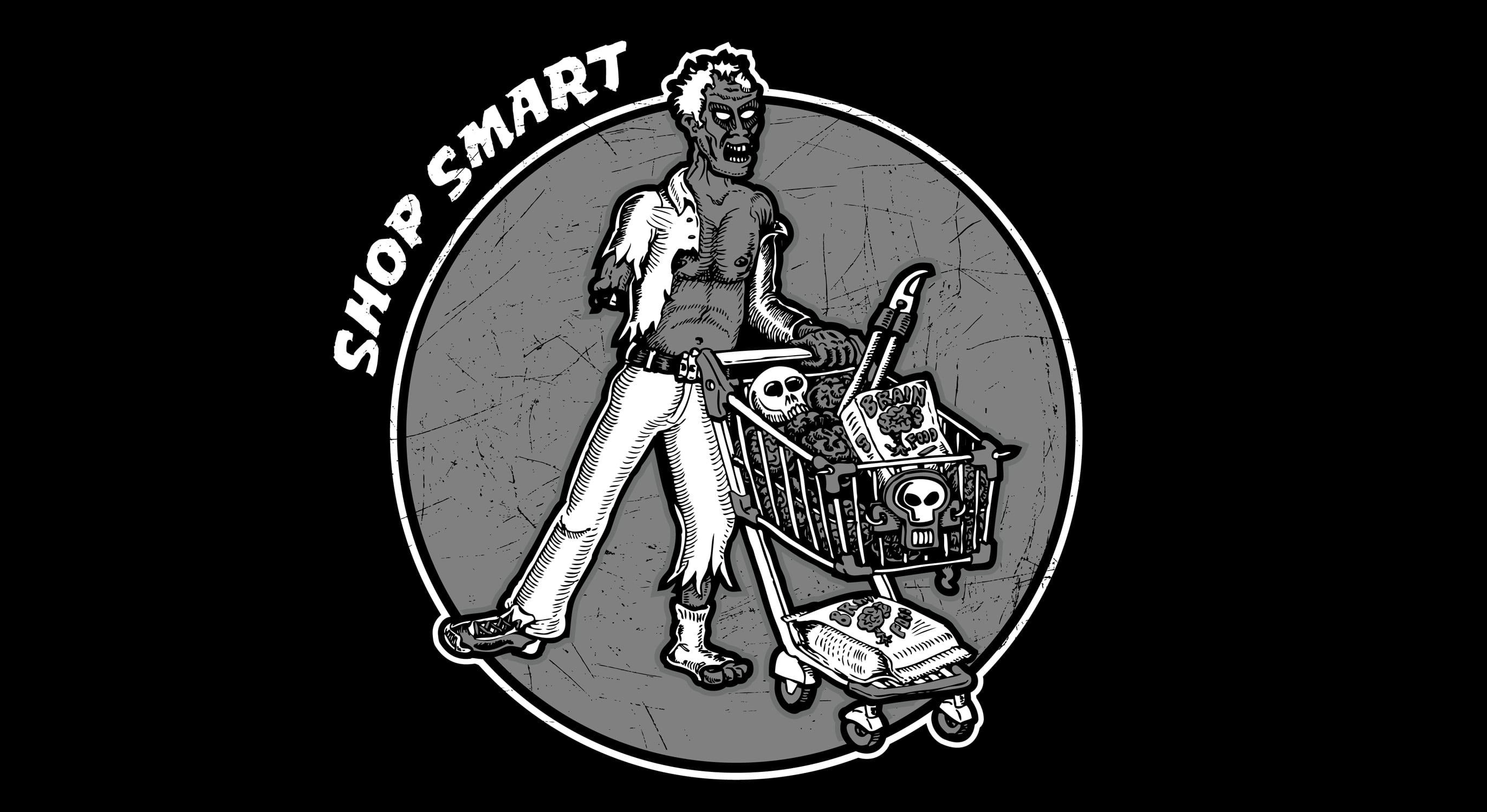 Shop Smart Zombie T-Shirt Illustration
