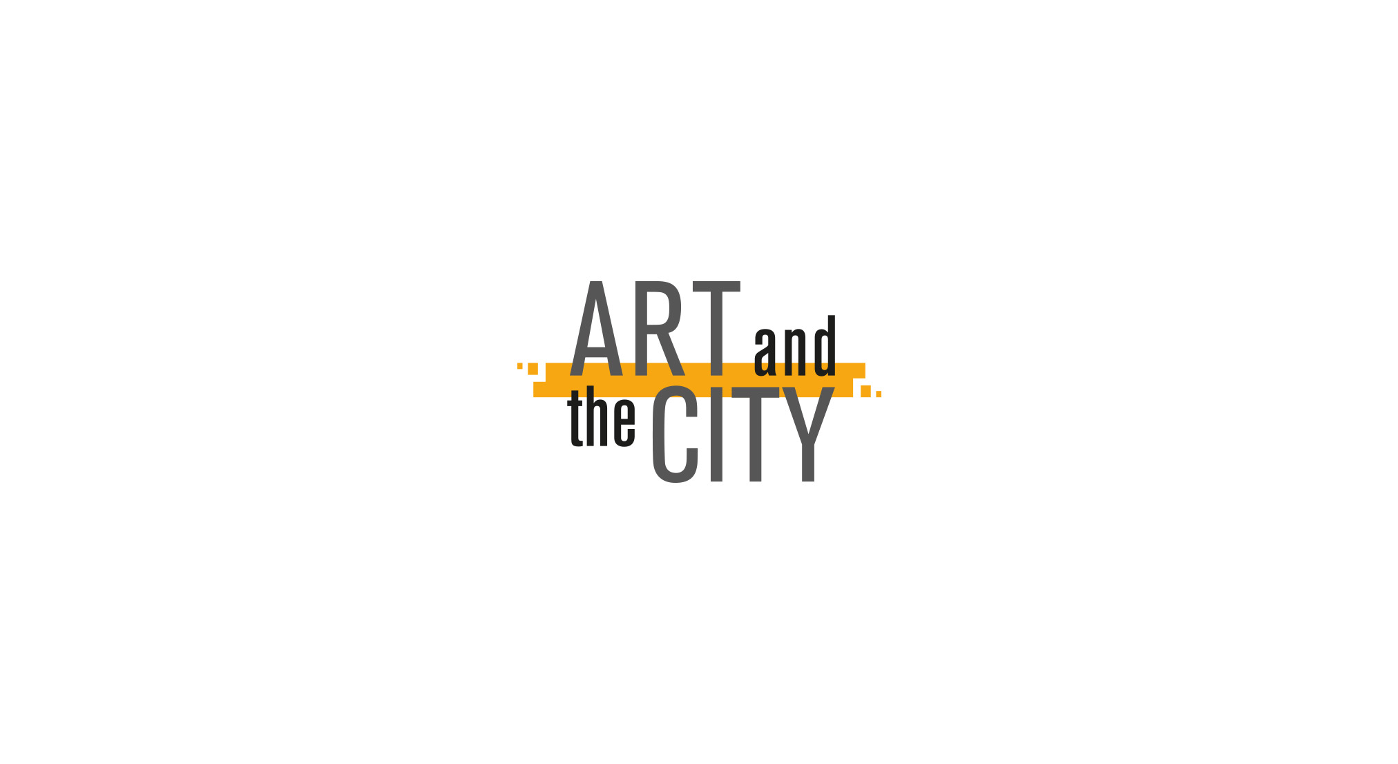 Art and the City schwarzer Schriftzug über orangem Balken