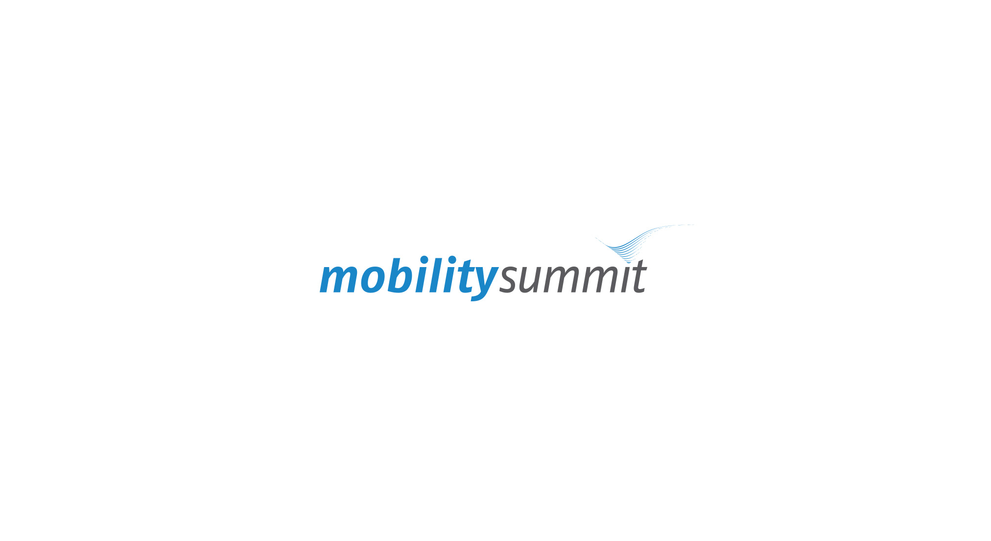 mobility summit, Groteskschriftzug in grau und blau mit zarten Wellen statt dem letzten i Punkt